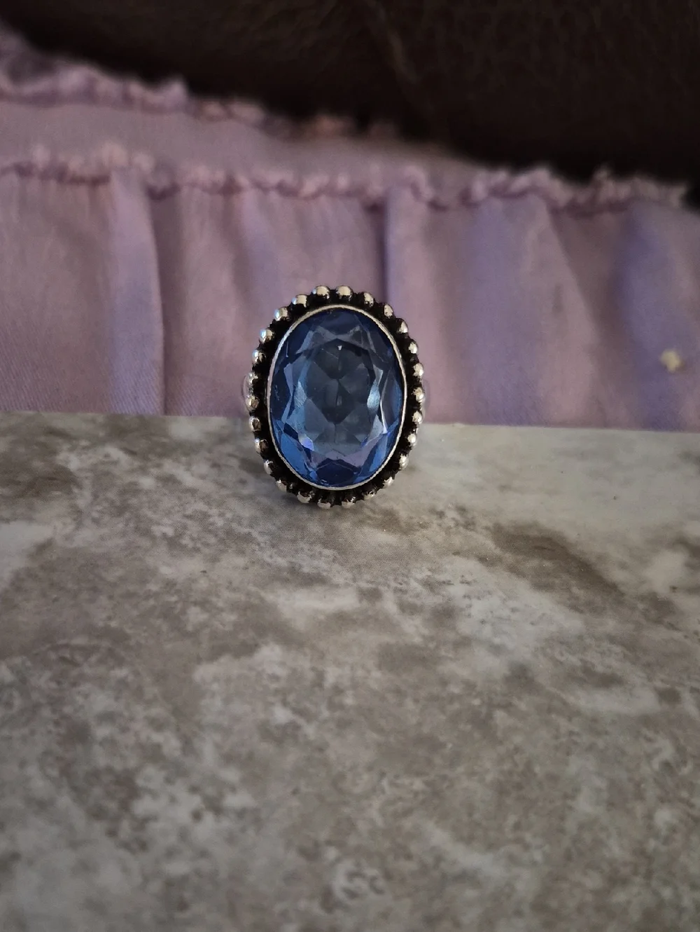 925 Sterling Silver Tanzinite Gemstone Birthstone Ring Oval Cut Bold Ring SZ 7